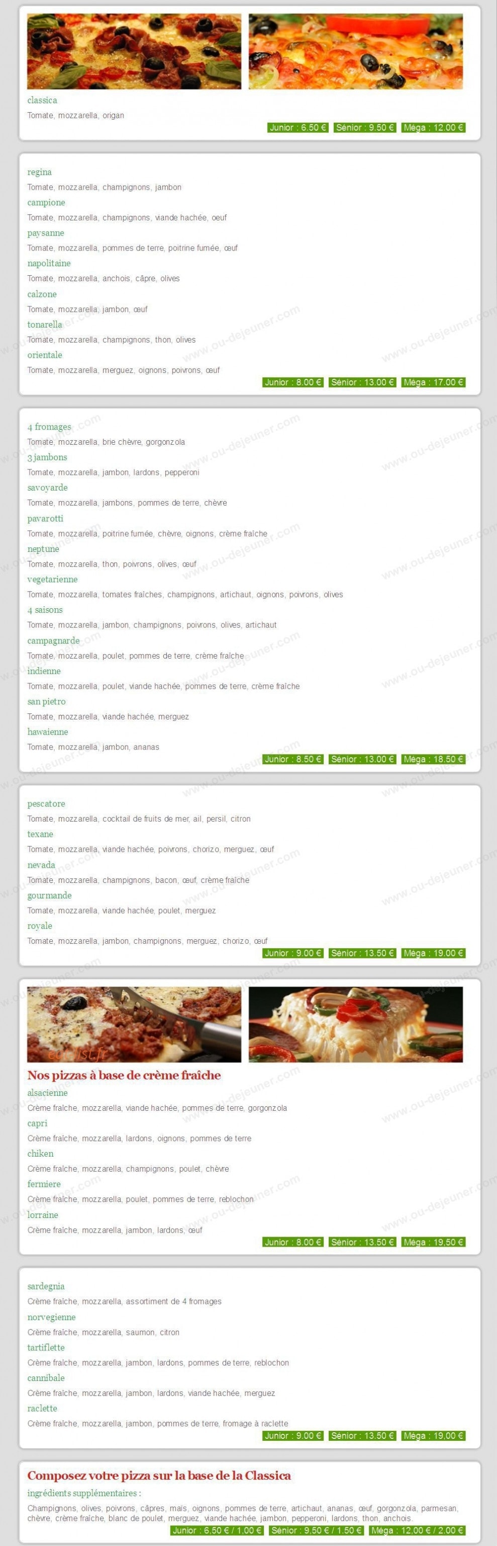 Bella Pizza — carte page 2