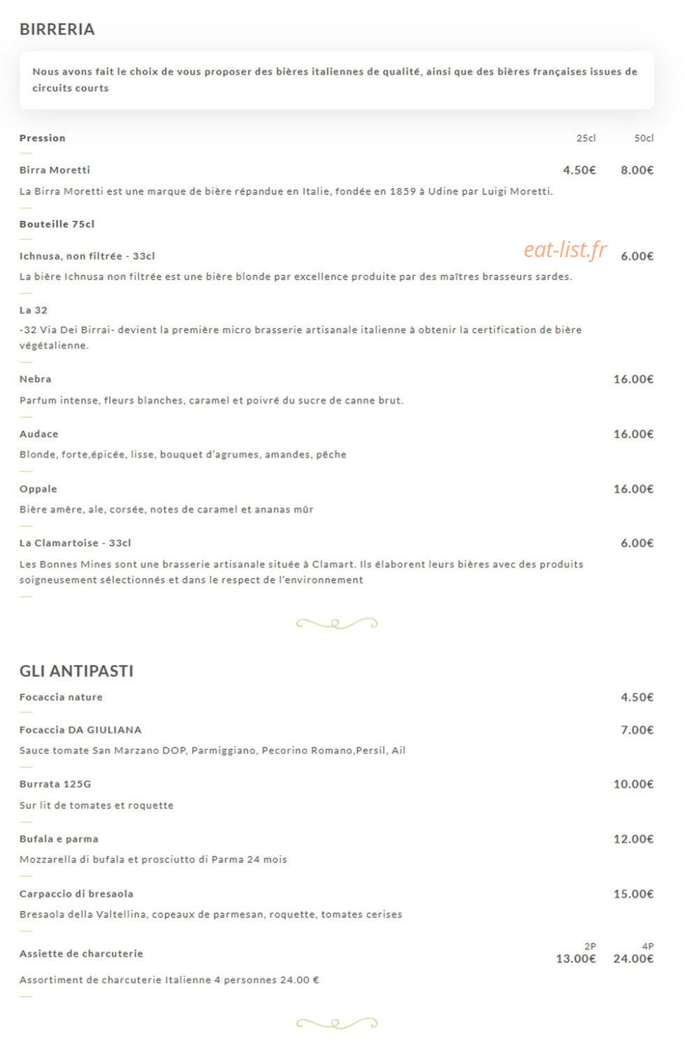 Da Giuliana — carte page 6