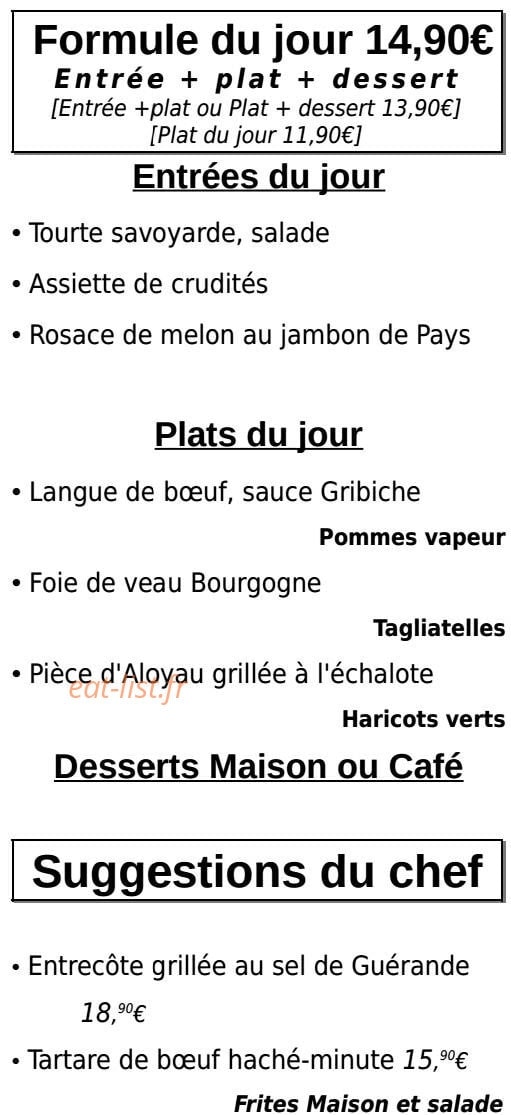 King's Café — carte page 1