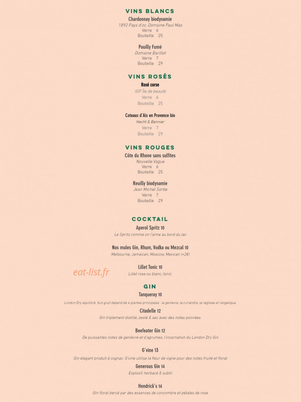 La Guinguette — carte page 8