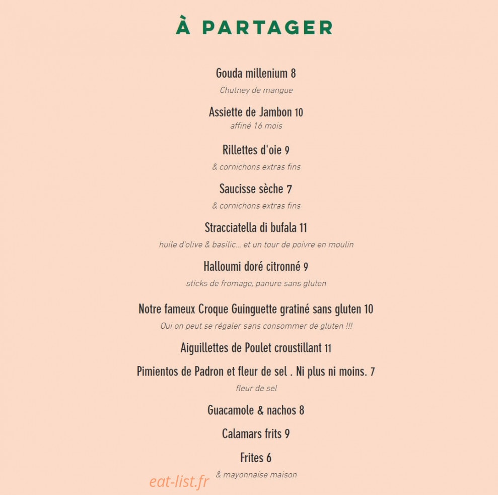 La Guinguette — carte page 1