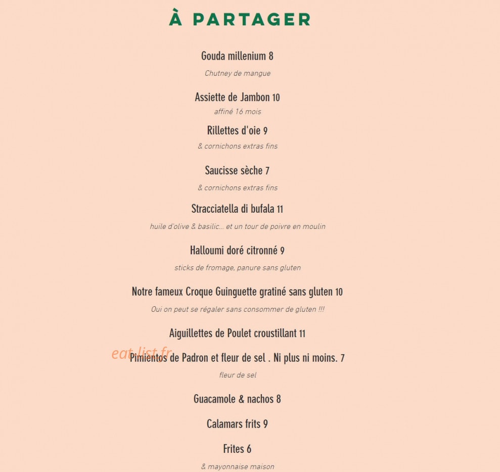 La Guinguette — carte page 6