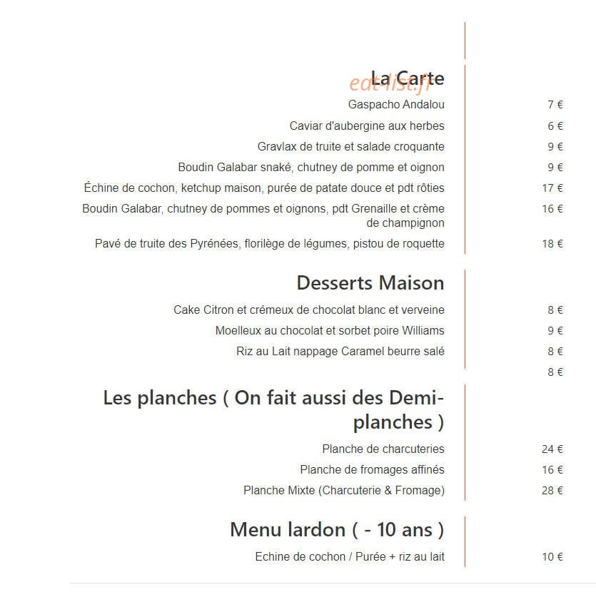 Le Café du Marché — carte page 1