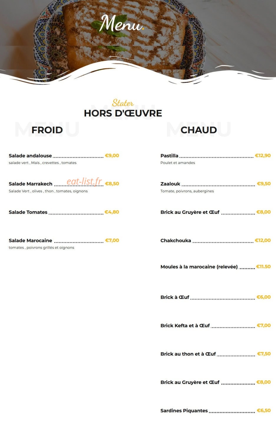 Le Marrakech — carte page 1