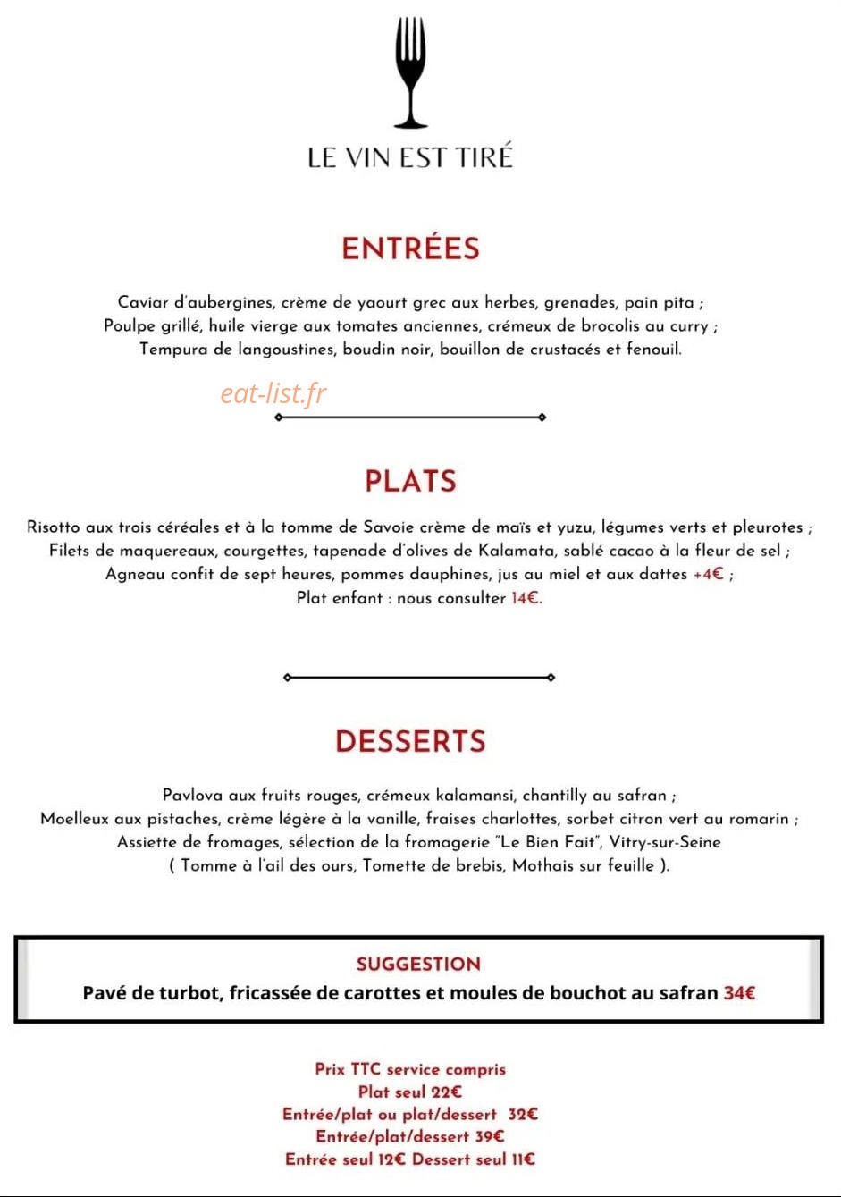 Le Vin Est Tiré — carte page 1