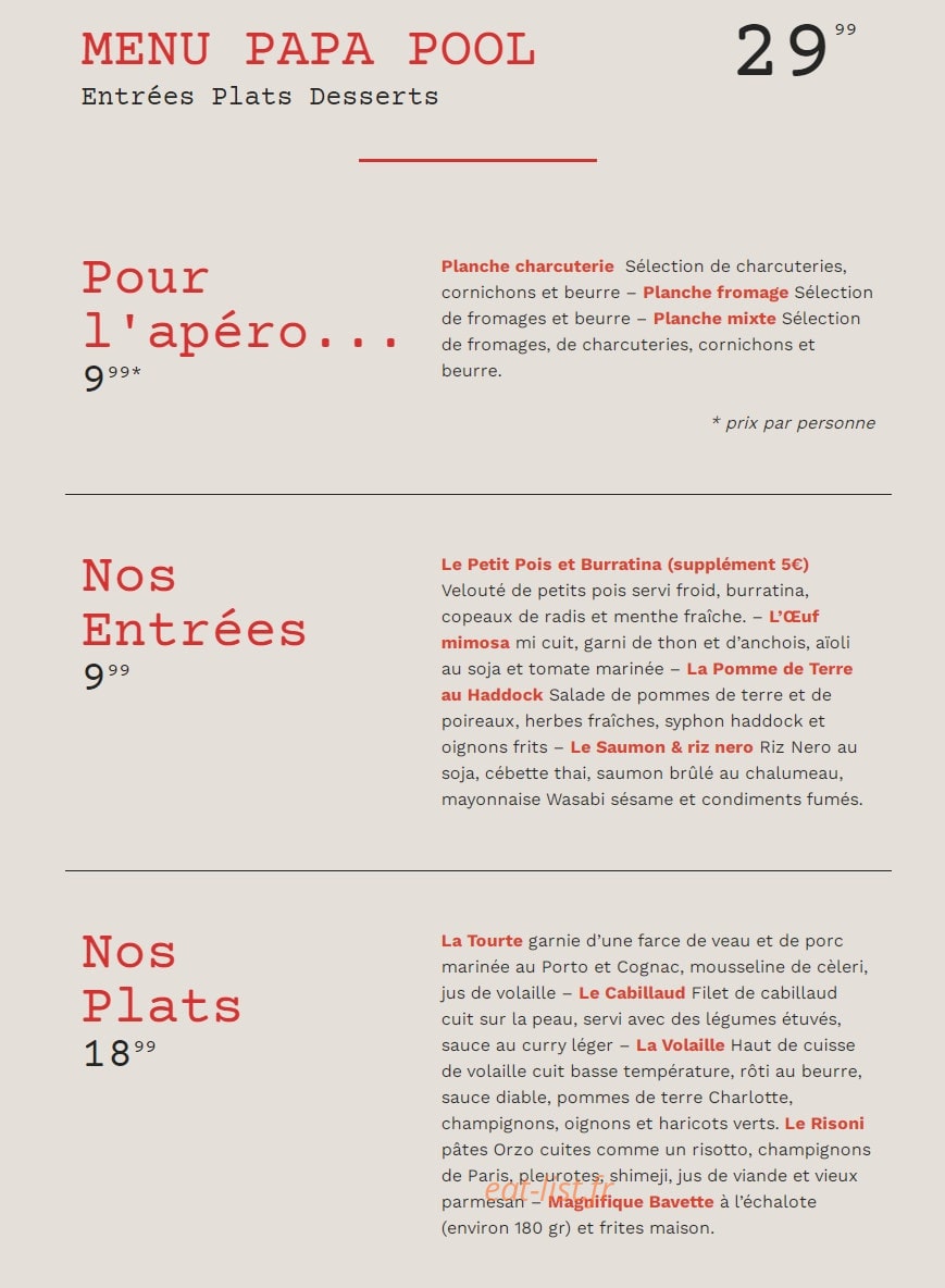 Papa Pool — carte page 1