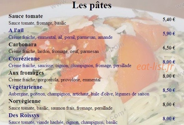 Pizza des Roissys — carte page 6