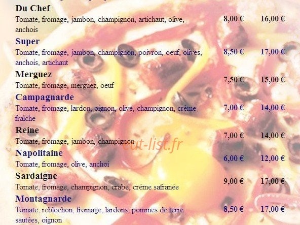 Pizza des Roissys — carte page 2