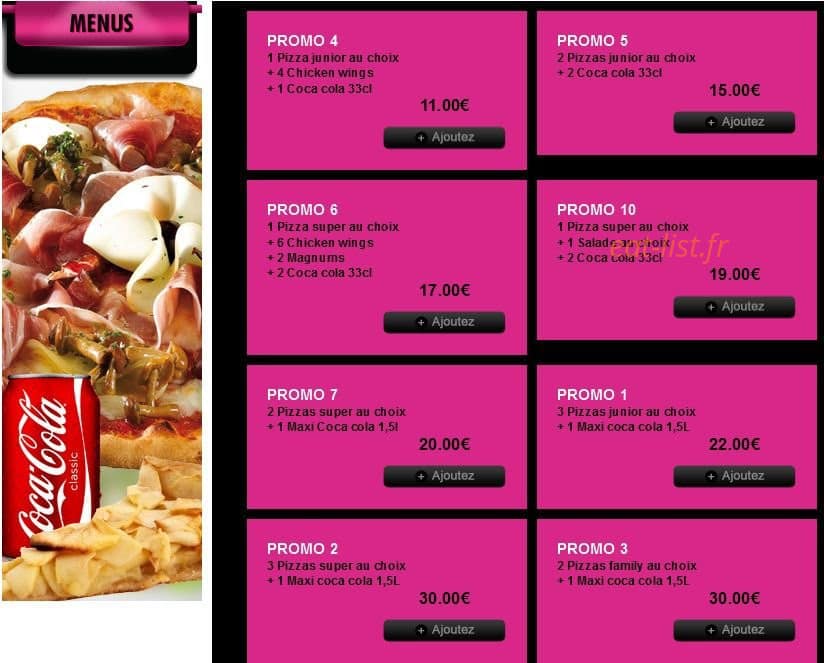 Super Pizza — carte page 1