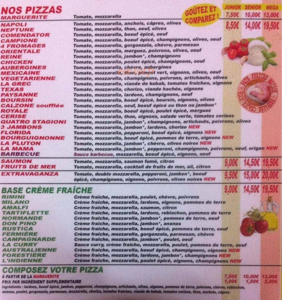 Twins Pizza — carte page 2