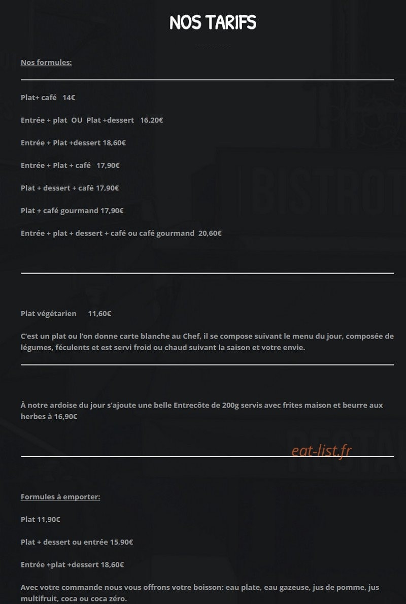 Bistrot des Toqués — carte page 1