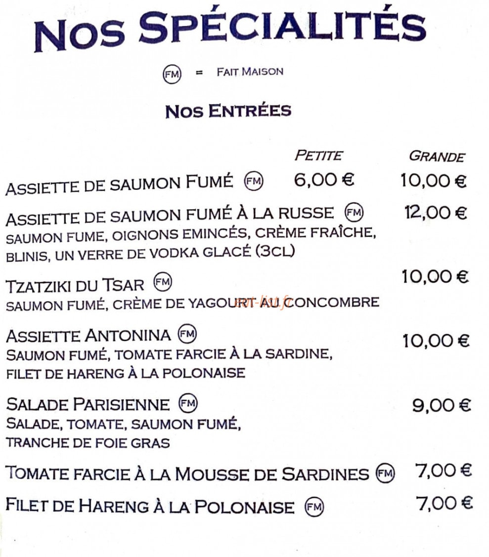 Chez Martin — carte page 1