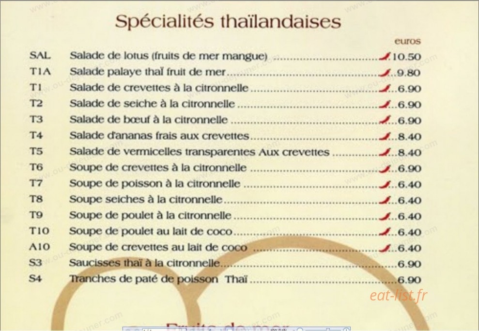 Chez Pailine — carte page 1
