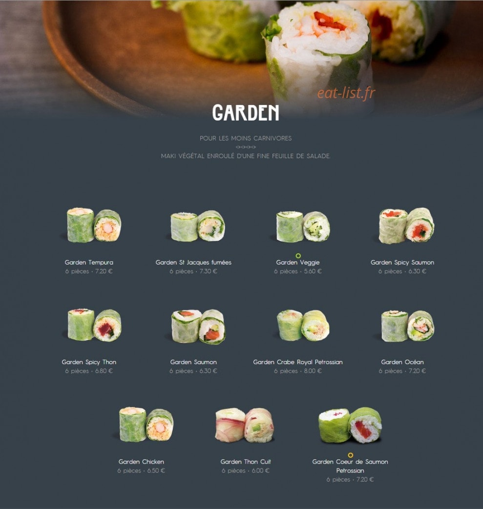 Coté sushi — carte page 15