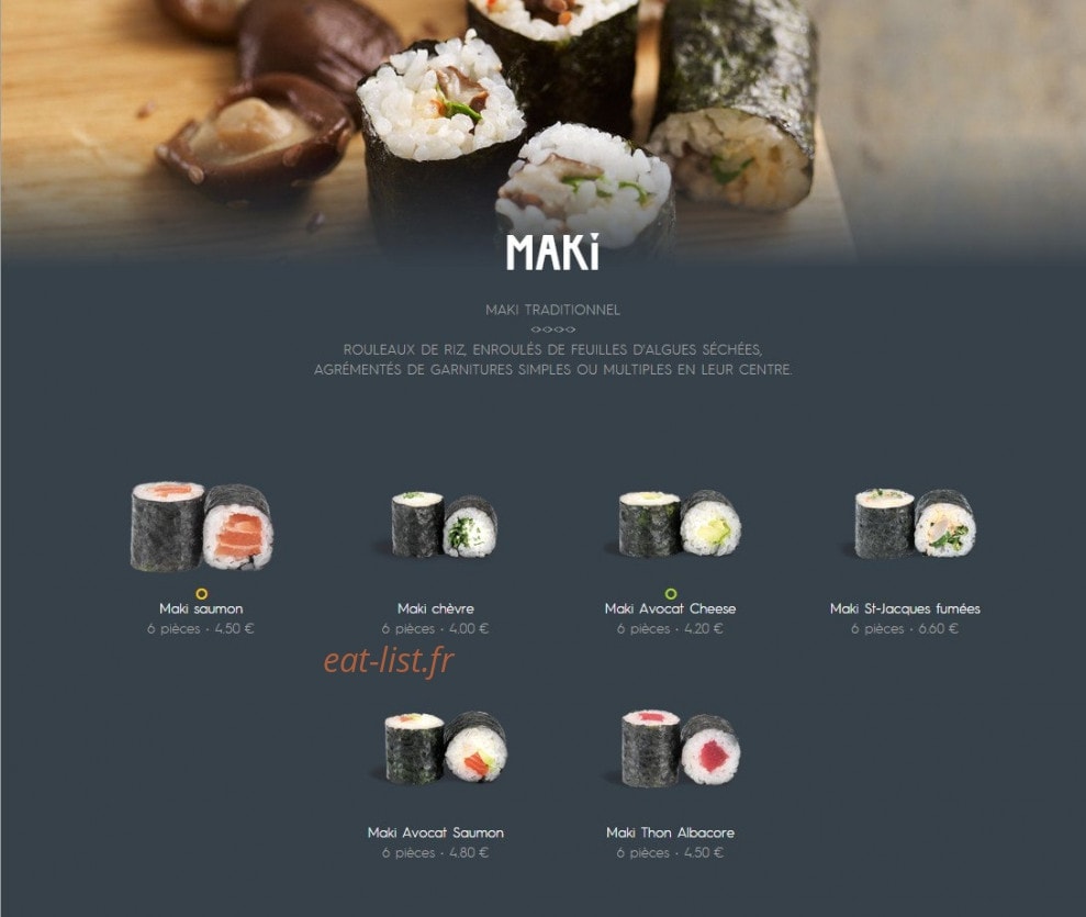 Coté sushi — carte page 12