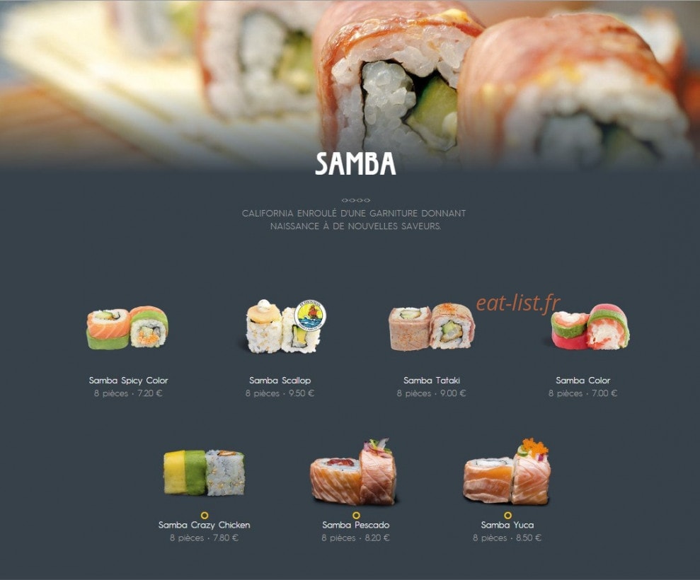 Coté sushi — carte page 18