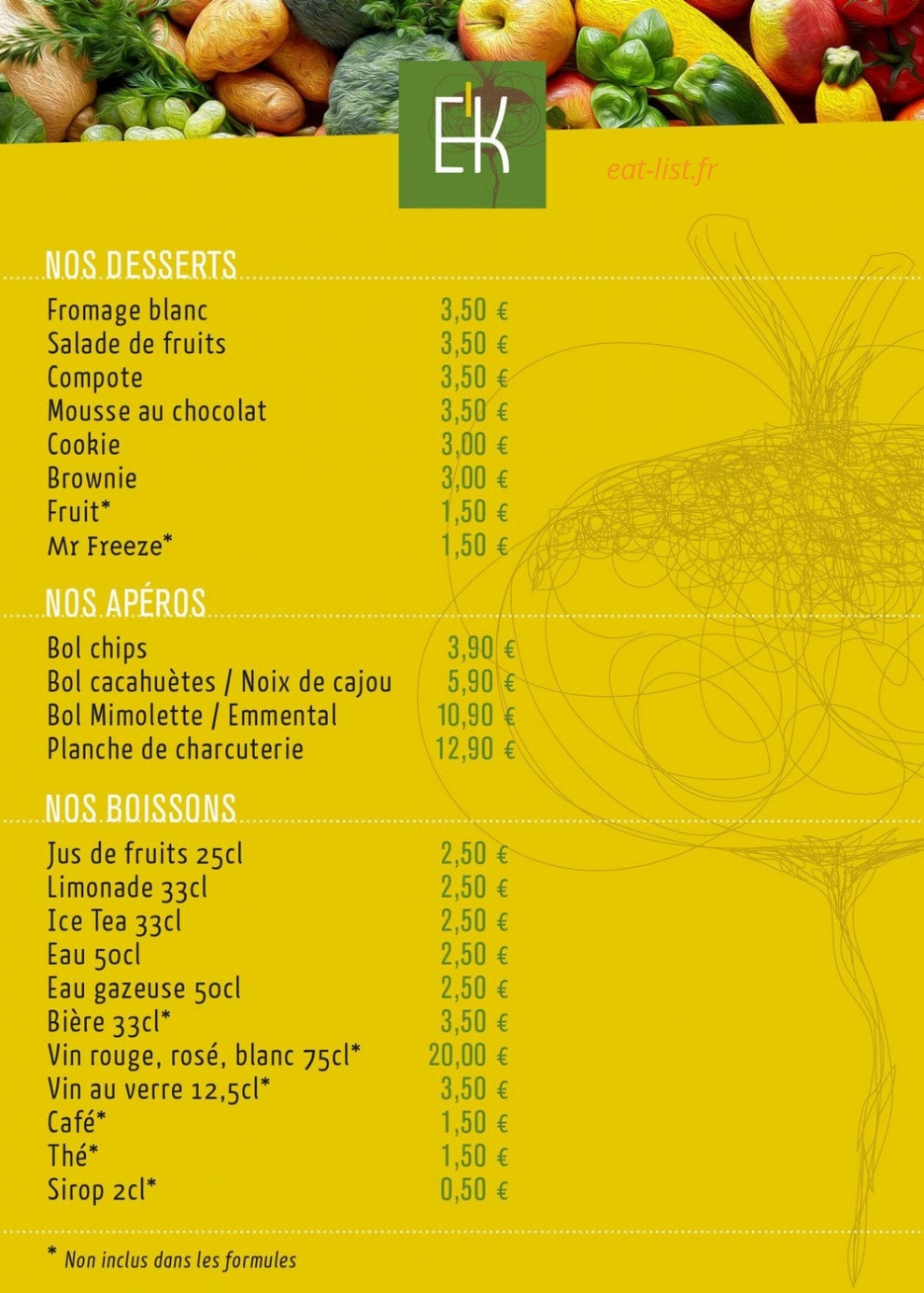 Elle 's Kitchen — carte page 2