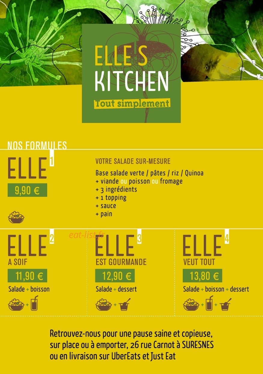 Elle 's Kitchen — carte page 1