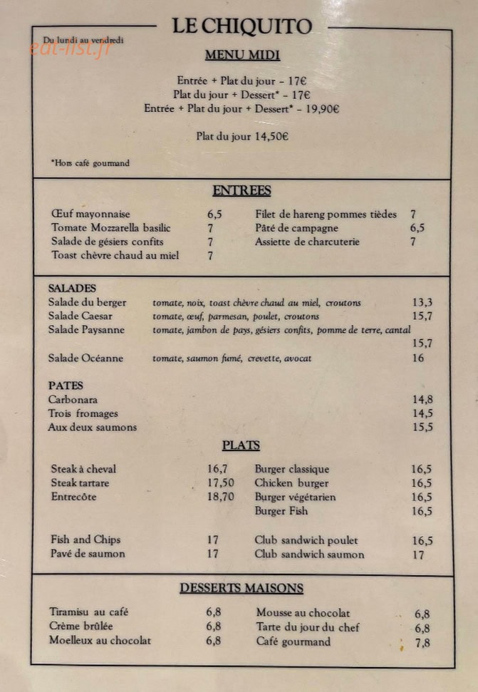 Le chiquito — carte page 1