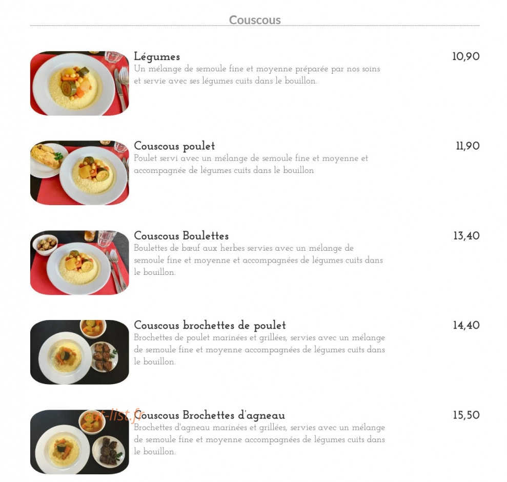 Le Petit Marrakech — carte page 1
