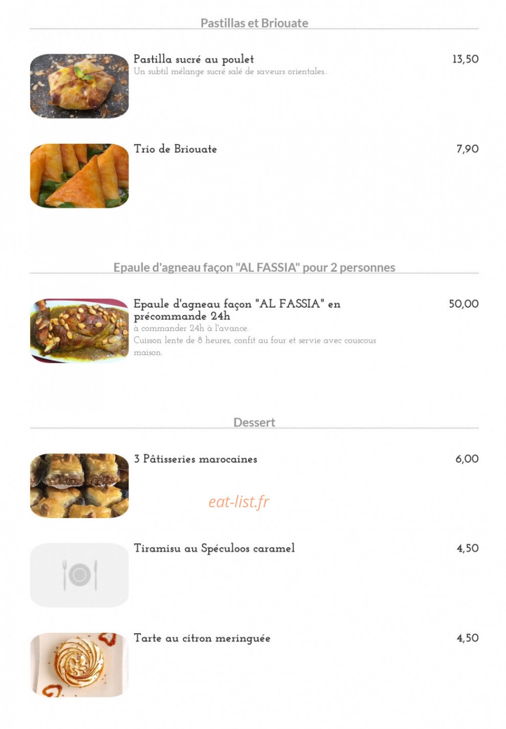 Le Petit Marrakech — carte page 4