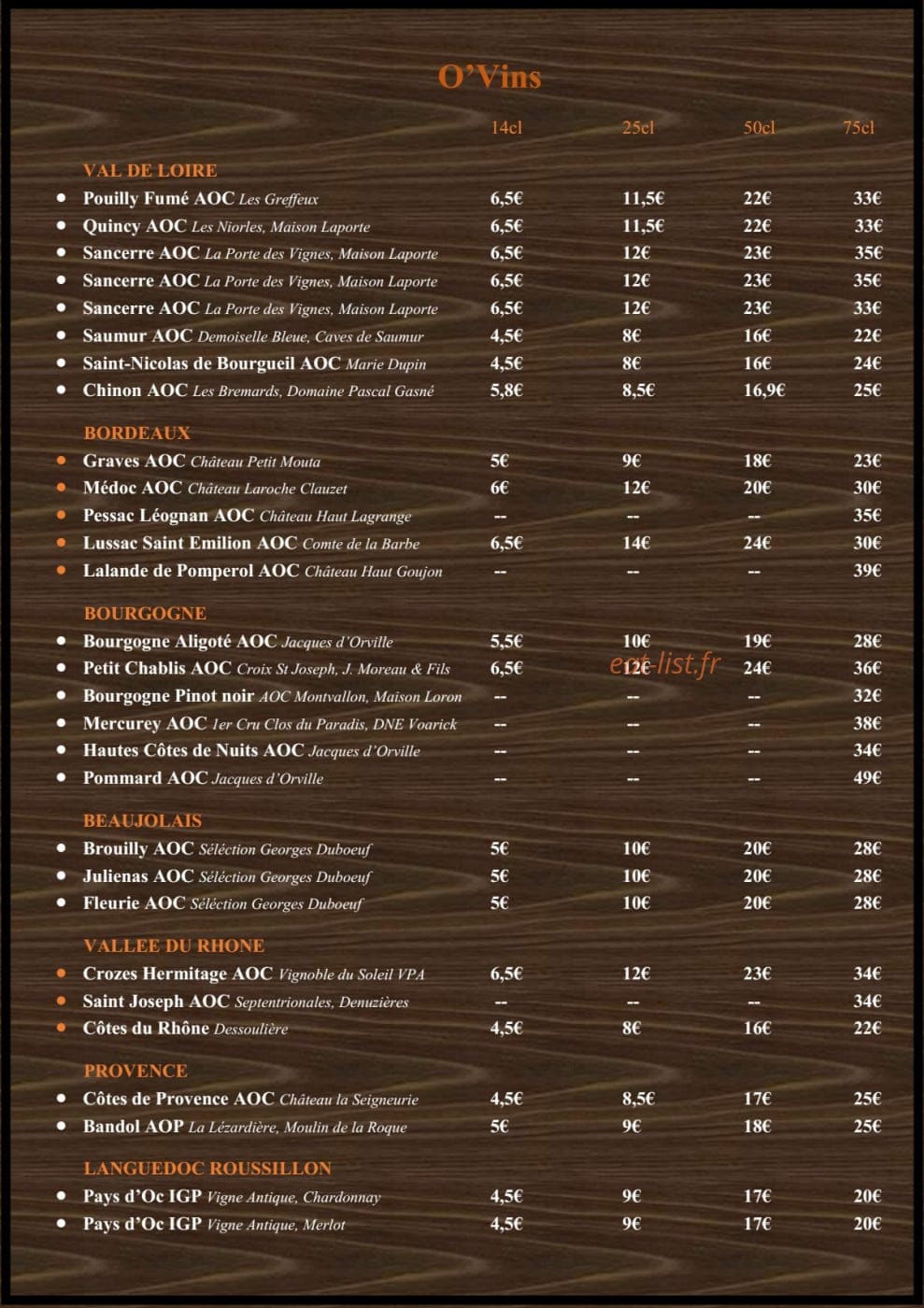 Optit Resto — carte page 4