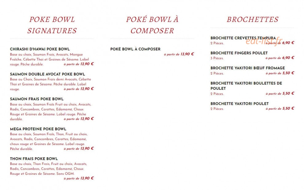 Sushi Poké — carte page 1