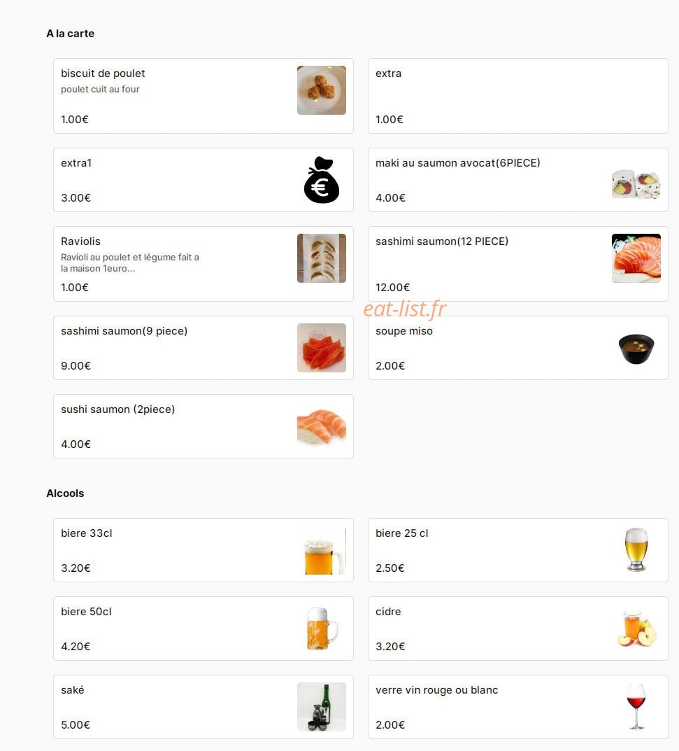 Take a bowl — carte page 1