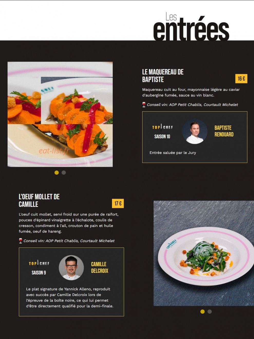 Top Chef — carte page 2