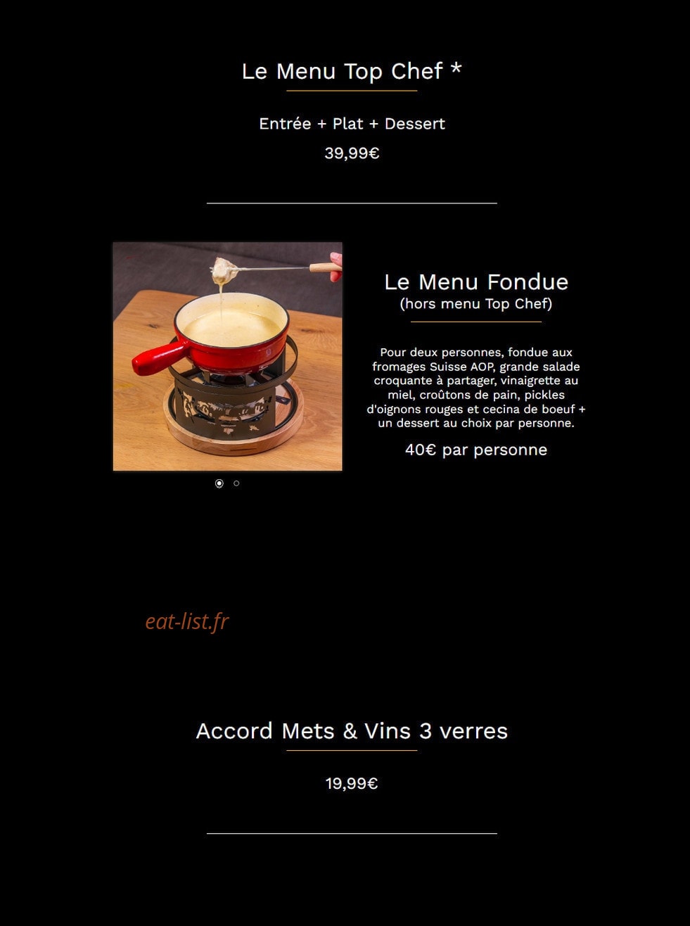 Top Chef — carte page 1