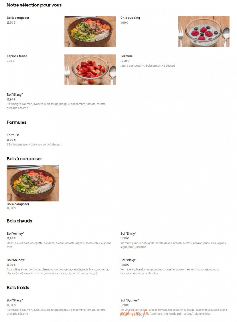 Yuffy Bowl — carte page 1