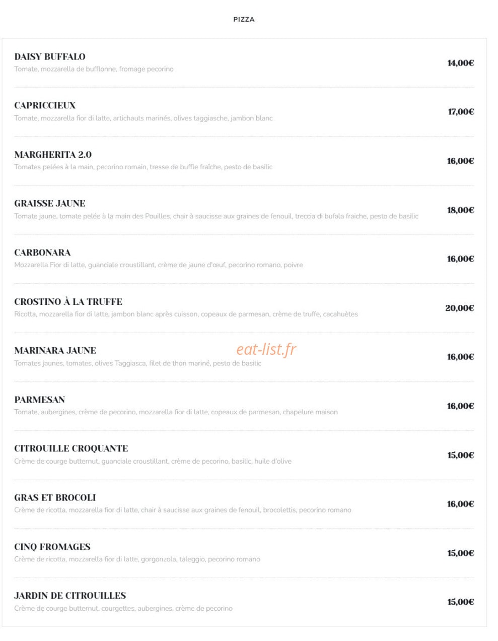 Amo Pizza Romana — carte page 2
