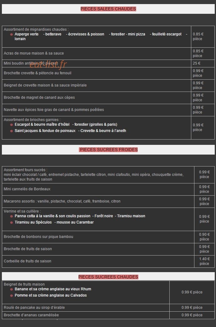 Diana Traiteur — carte page 6