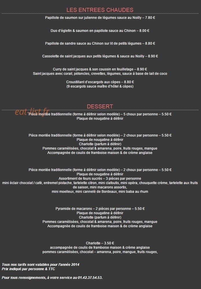 Diana Traiteur — carte page 2