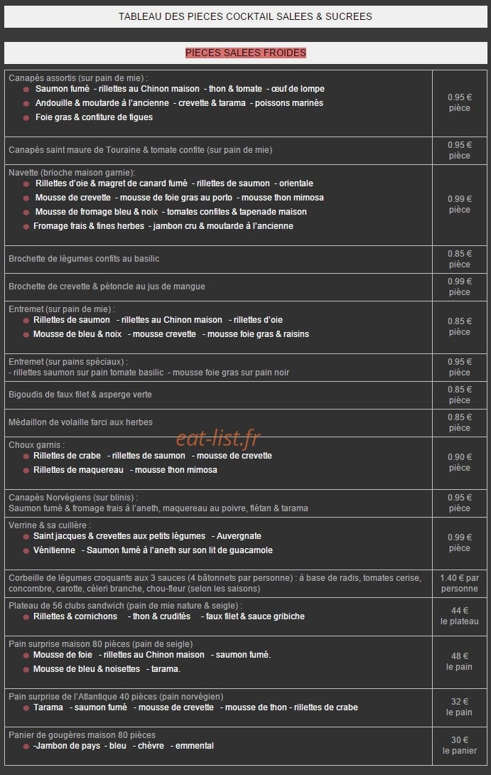 Diana Traiteur — carte page 5