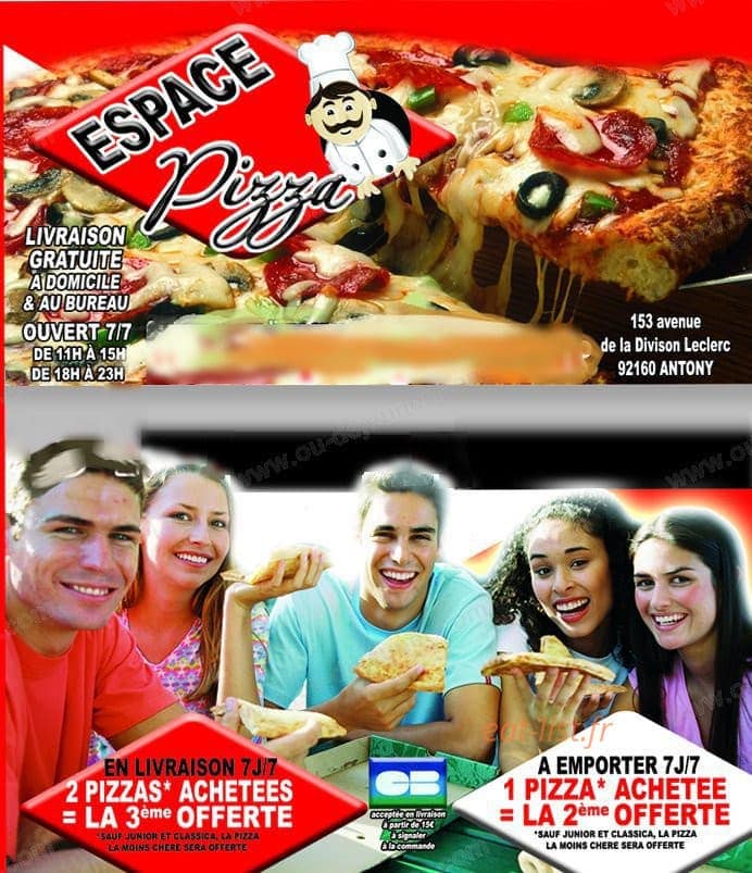 Espace Pizza — carte page 1