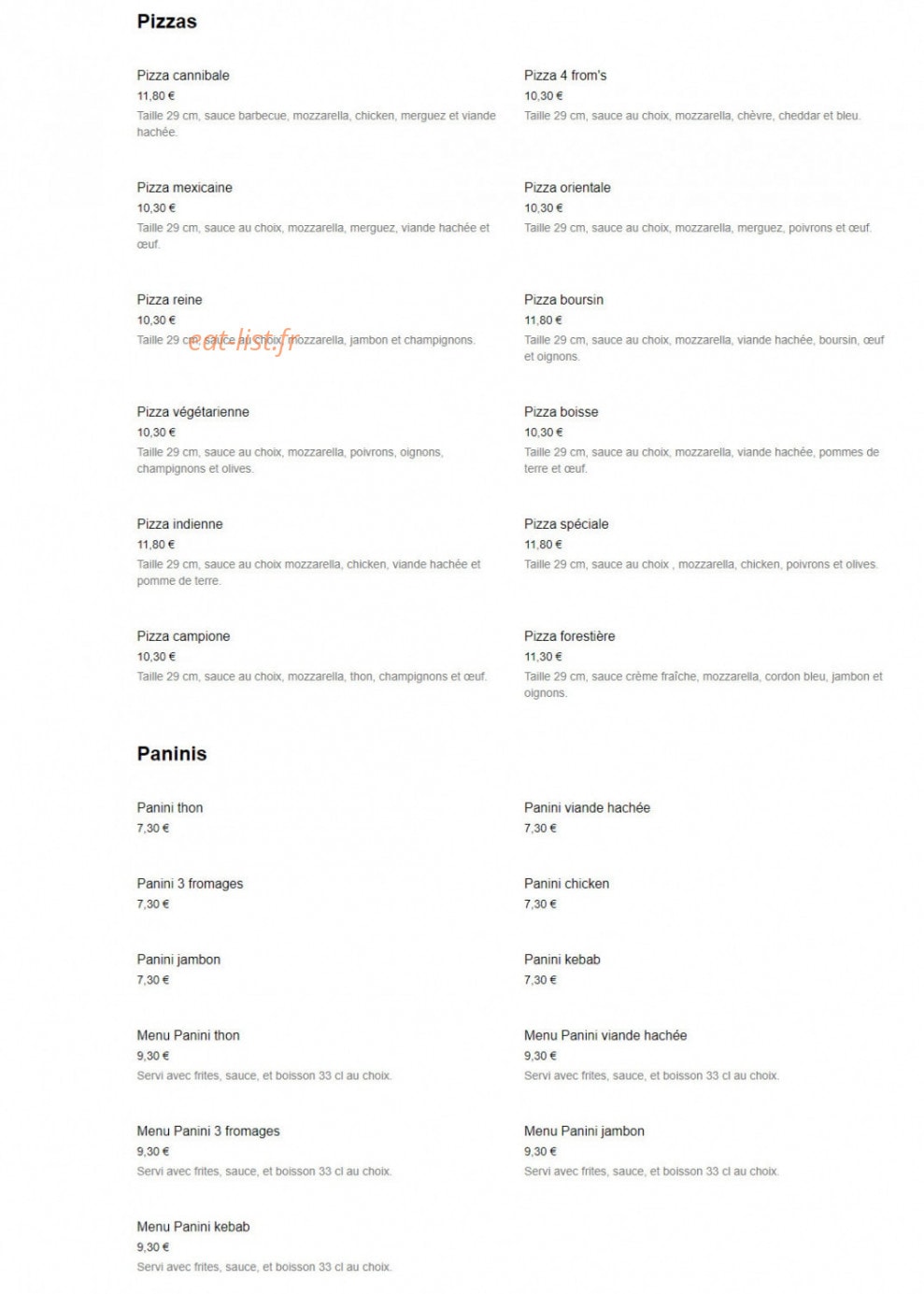 Express Food's — carte page 4