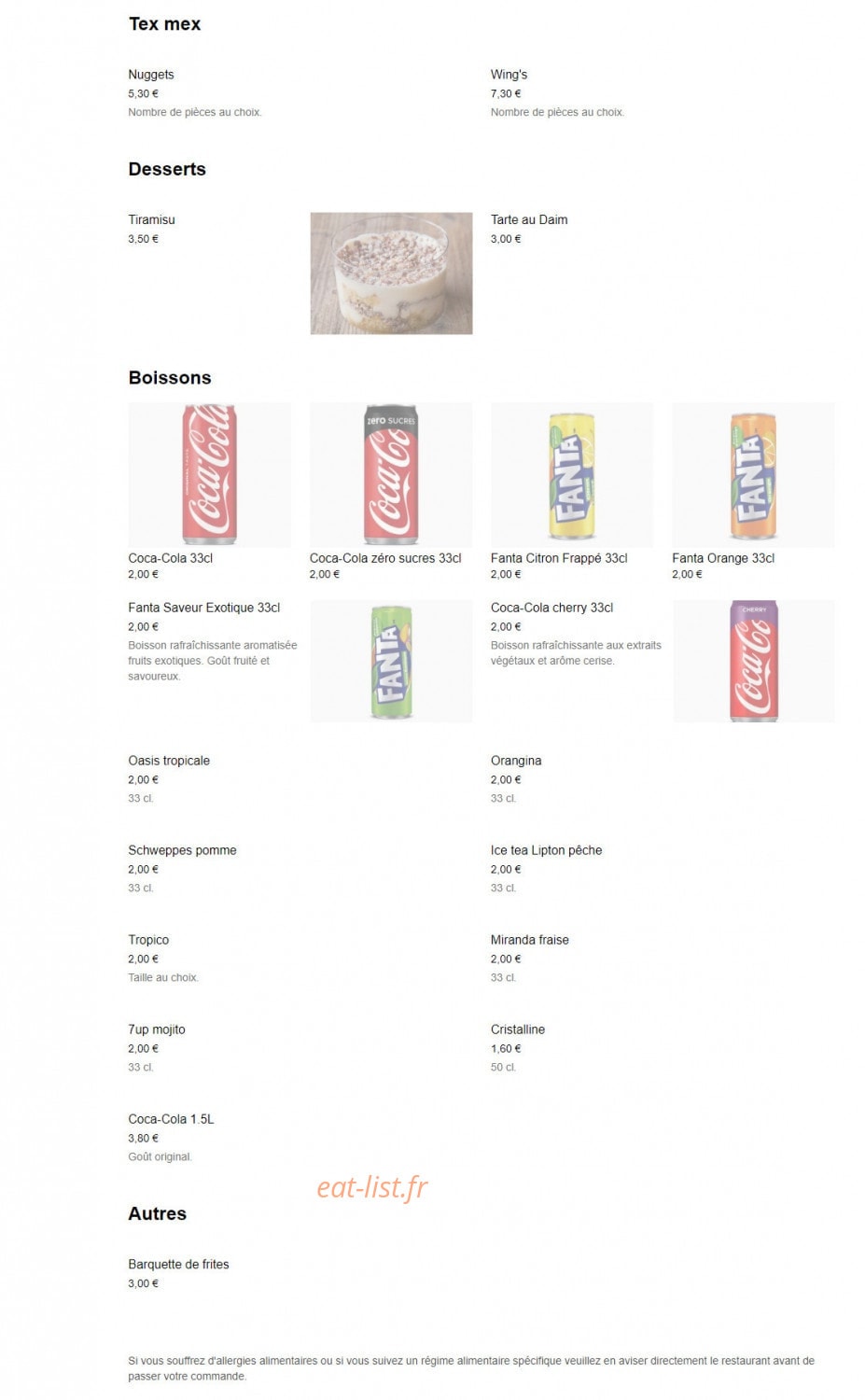 Express Food's — carte page 6