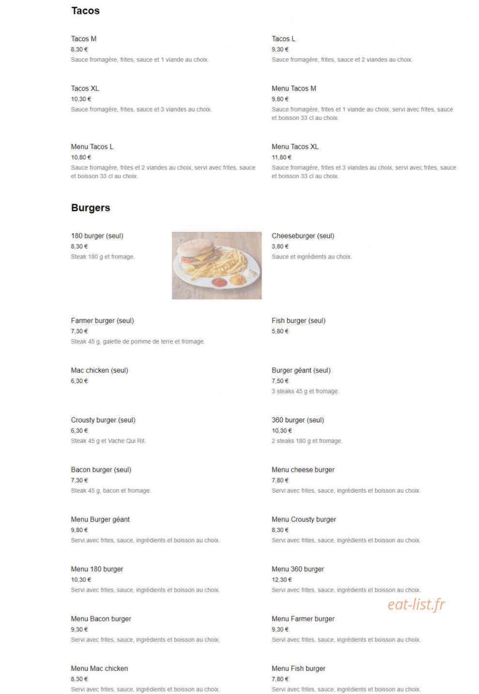 Express Food's — carte page 3