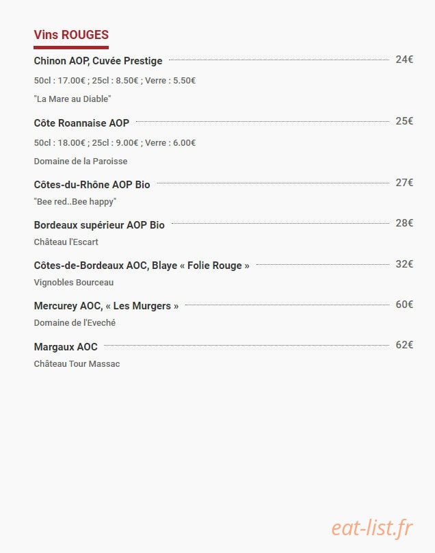 Le Bistro Valentin — carte page 6