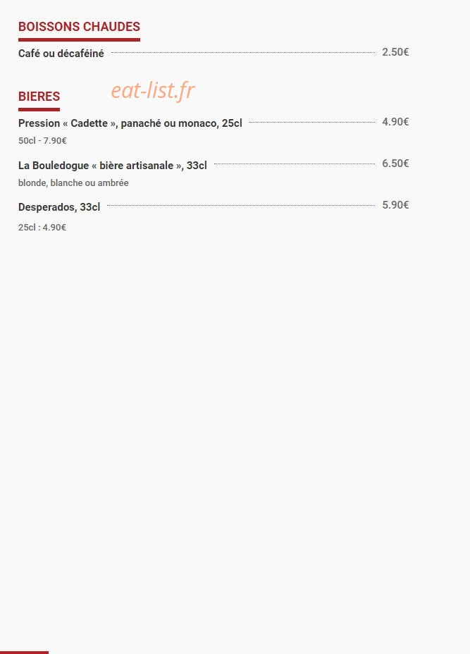 Le Bistro Valentin — carte page 5