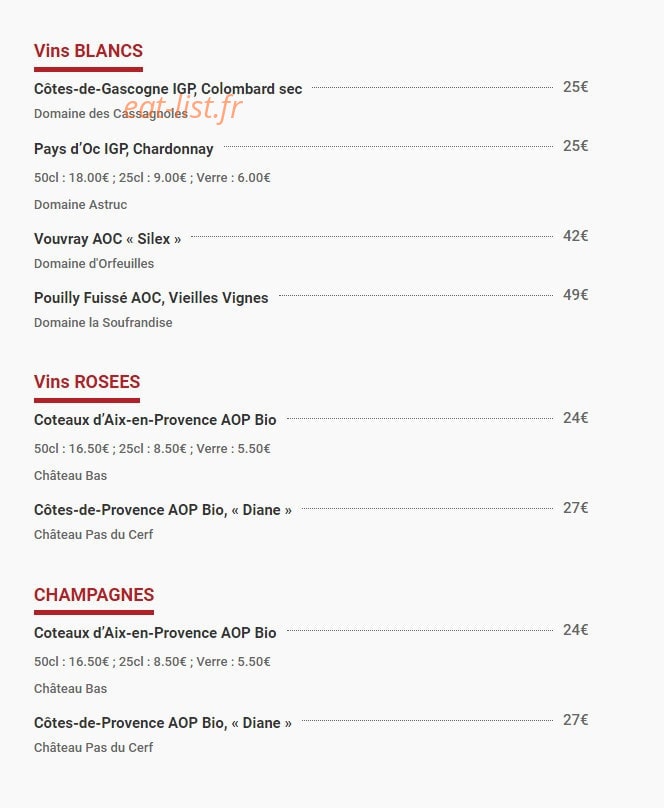 Le Bistro Valentin — carte page 7