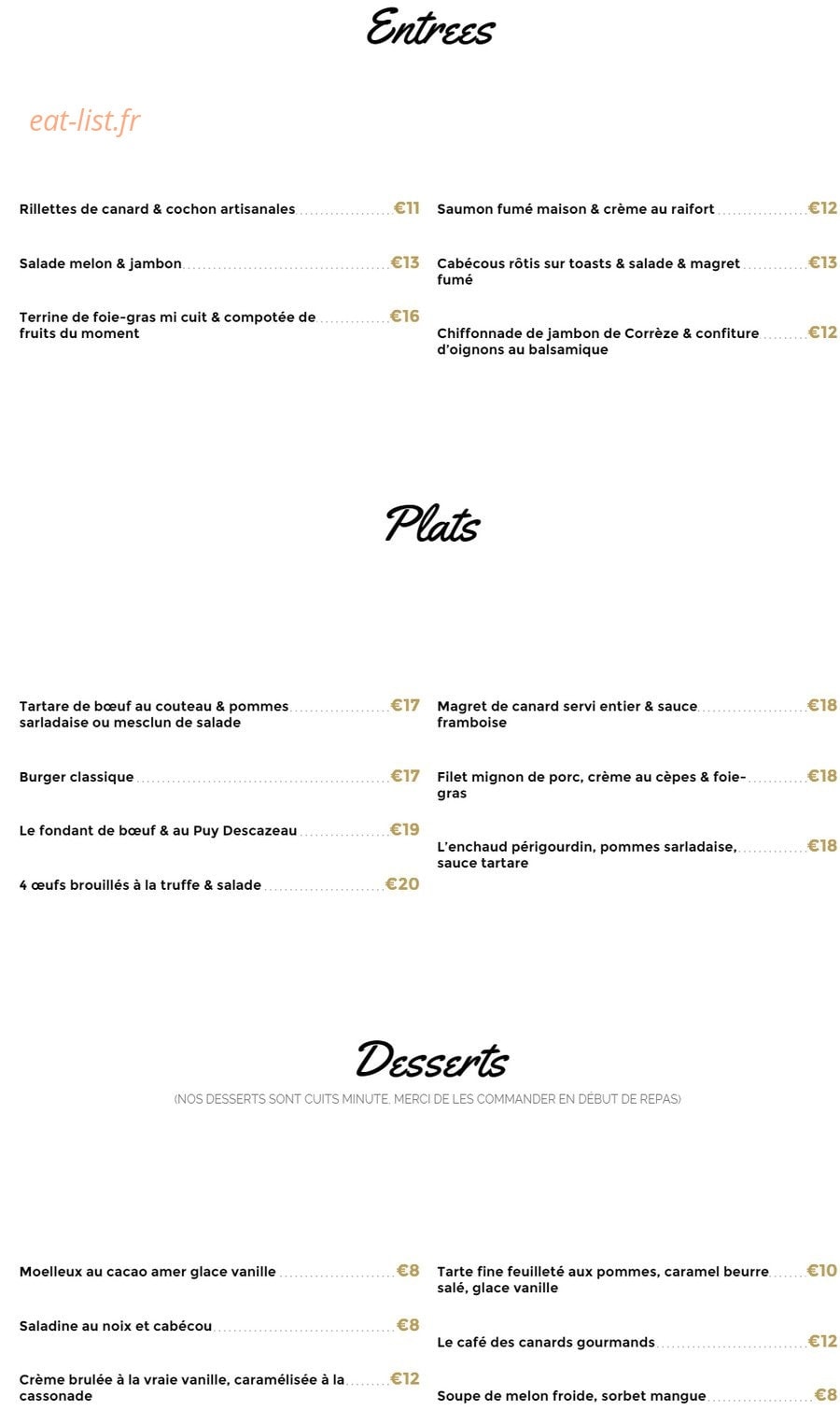 Le Canard et Cochon — carte page 1