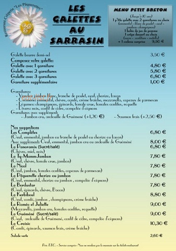 Les Pâquerettes — carte page 1