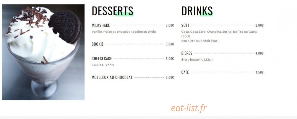 Mady's burger — carte page 3