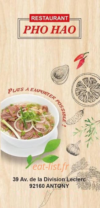 Pho Hao — carte page 1