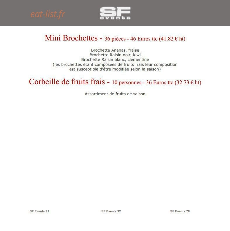 SF Events — carte page 17