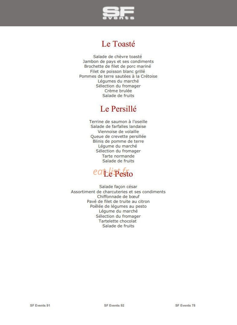 SF Events — carte page 23