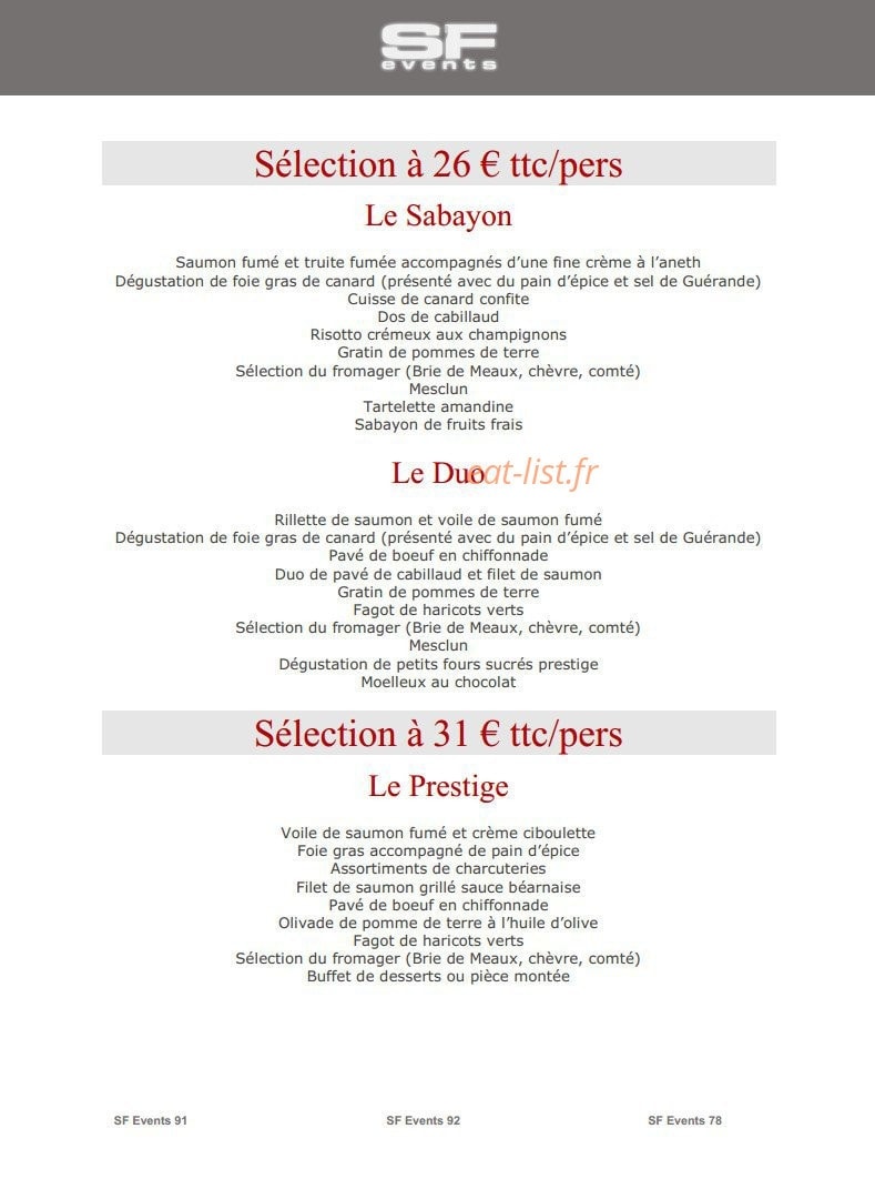 SF Events — carte page 25