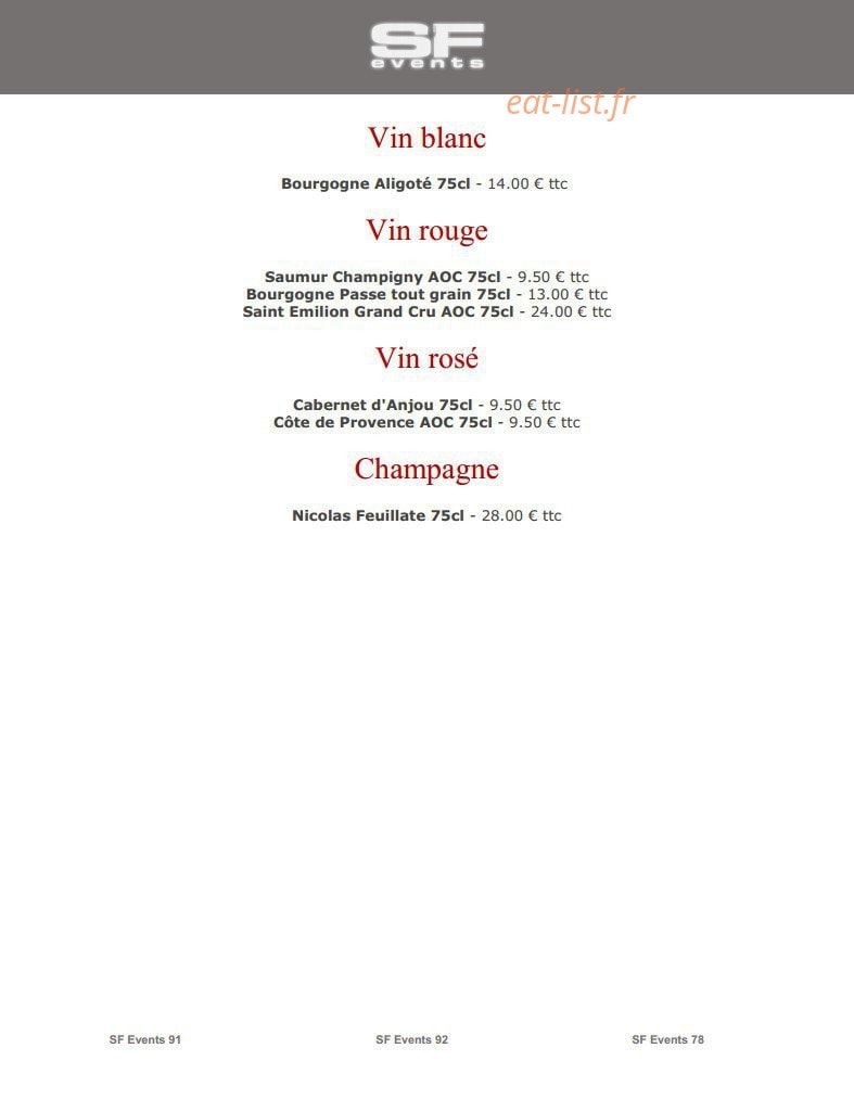 SF Events — carte page 36